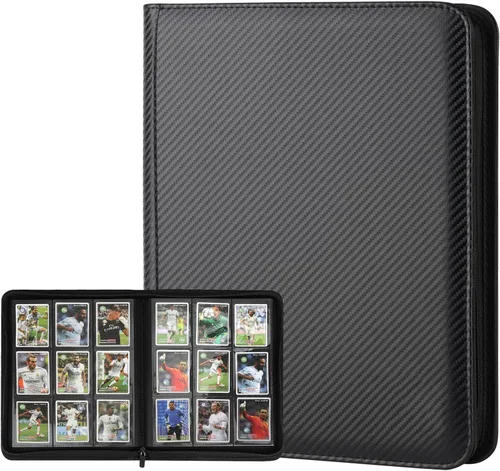 Miniatura 56 de GERMUN Carpeta de tarjetas de poliuretano, 16 bolsillos, carpetas de soporte premium para más de 1000 tarjetas, álbum de bolsillo de doble cara