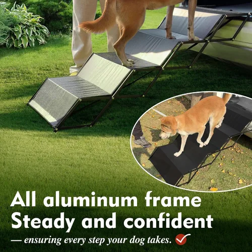 Miniatura 2 de Rampa para perros, rampas de 5 escalones para perros grandes con superficie antideslizante, escalones portátiles de aluminio para perros que