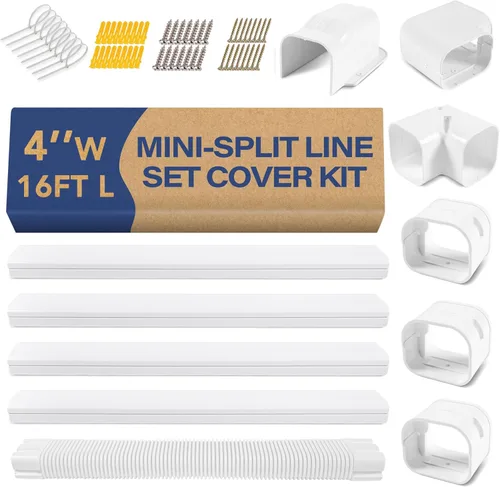 LyPrem 5,03 m Mini juego de línea dividida Set Cover 10,2 cm Kit de cubierta de línea PVC para Mini dividido y aire acondicionado central & Bomba de