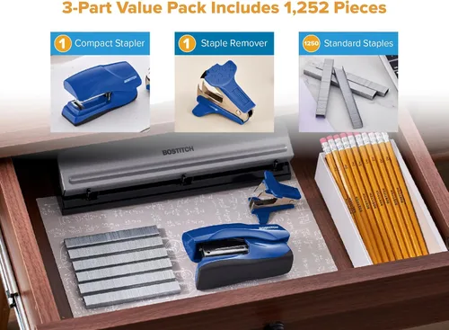 Miniatura 5 de Bostitch Office - Engrapadora de servicio pesado de 40 hojas con 1250 grapas y removedor de grapas, tamaño de engrapadora pequeña, cabe en la palma