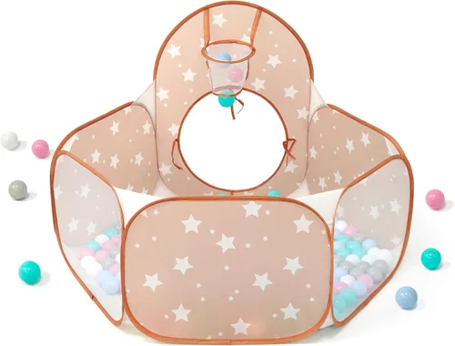 Miniatura 6 de Tienda de campaña desplegable 3 en 1 para niños con túnel y piscina de pelotas para niños, niñas, bebés y niños pequeños, casa