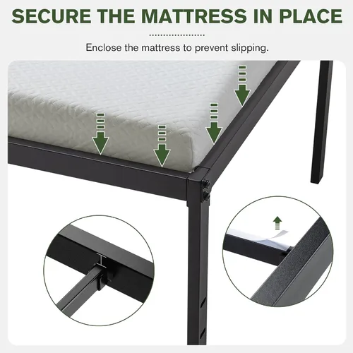 Miniatura 6 de IMUsee Base de cama de plataforma metálica resistente de 18 pulgadas con amplio almacenamiento, soporte de listones resistentes, base de colchón,