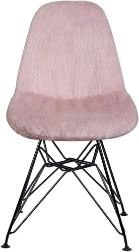 Miniatura 5 de GIA Juego de 1 funda de piel sintética con patas de metal contemporáneas sin brazos y funda extraíble para silla, color rosa champán