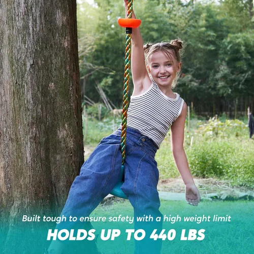 Miniatura 6 de TURFEE Columpio de árbol para niños, árbol de cuerda de escalada azul con plataformas y asiento de disco, asiento de un solo disco y cuerda