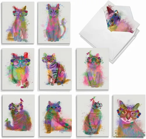 Miniatura 8 de The Best Card Company Juego surtido de cajas de tarjetas de felicitación en blanco, incluye 20 tarjetas + sobres, 10 diseños únicos, refinado