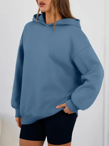 Miniatura 3 de Trendy Queen Sudaderas con capucha de gran tamaño para mujer, cómodas sudaderas de otoño a la moda 2025, trajes casuales de forro polar con bolsillos