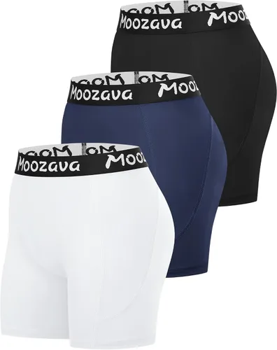 Miniatura 10 de Moozava Pantalones cortos de voleibol de elastano de 5 pulgadas para mujer, paquete de 3 pantalones cortos de compresión atléticos
