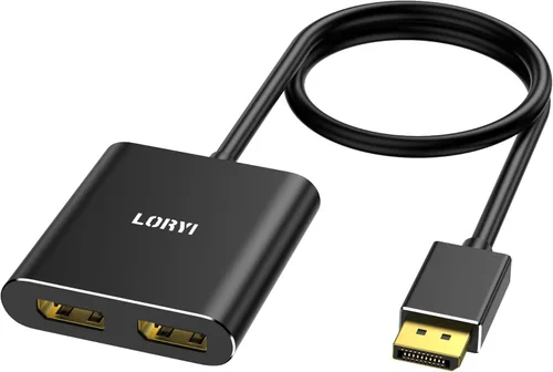 Adaptador divisor de DisplayPort a DisplayPort dual, 4K60Hz MST Displayport hub 1 en 2 salidas Puerto de pantalla para monitores duales, divisor de