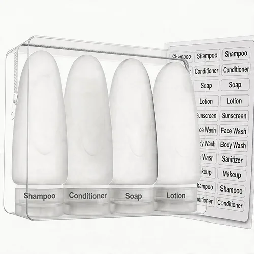 Miniatura 14 de Travel Pouches for Toiletries, 13 Pack TSA Approved Refillable Travel Liquid Pouches, Flat Travel Bottles for Toiletries, Reusable 3oz Portable