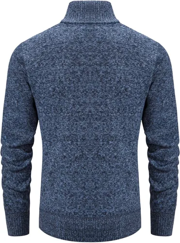 Miniatura 43 de VtuAOL Suéteres tipo cárdigan para hombre, con cremallera completa, cuello alto, cárdigan de punto casual con bolsillos