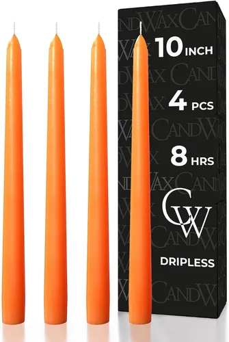 Miniatura 30 de CANDWAX Paquete de 4 velas cónicas blancas, sin goteo, de combustión lenta, sin perfume, de 12 pulgadas, ideales para mesa de comedor, candelabros