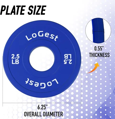 Miniatura 2 de Logest Par de platos olímpicos, juego de 2 discos de pesas para barras olímpicas, perfectos para placas de entrenamiento de fuerza, aumento de Azul