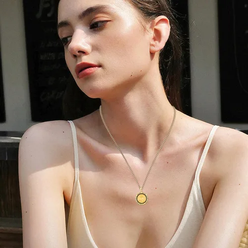 Miniatura 440 de Collar con colgante de plata de ley 925 con medalla de San Patrón, joyería religiosa para hombres y mujeres, con cadena de acero inoxidable 316L