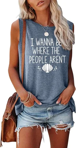 Miniatura 2 de Camiseta de Bealatt para mujer "I Wanna Be Where The People aren't" para vacaciones, casual, divertida y linda