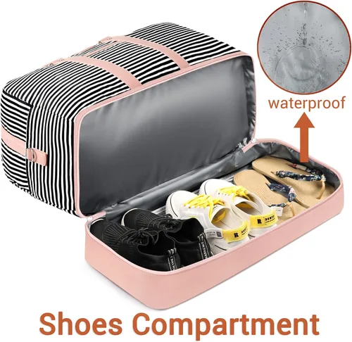 Miniatura 114 de IBFUN Bolsas de fin de semana para mujer, bolsa grande de lona para viaje, bolsa de viaje con compartimento para zapatos, 21 pulgadas, juego de 3