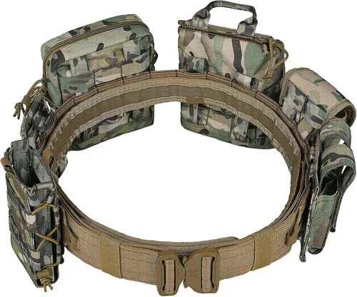 Miniatura 6 de YAKEDA Molle - Cinturón de batalla con accesorios – Cinturón táctico de combate Airsoft resistente (8 piezas)