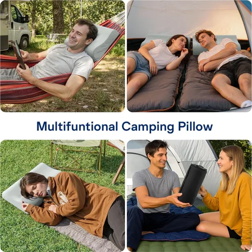 Miniatura 4 de Almohada de viaje de espuma viscoelástica – Almohadas de camping refrescantes para dormir 2 alturas – Pequeña almohada de espuma viscoelástica