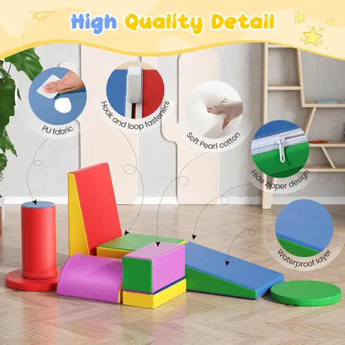 Miniatura 4 de Lischwert Bloques de escalada de espuma, juguetes de escalada suaves para niños pequeños, juego de espuma de 9 piezas para gatear y escalar con Verde