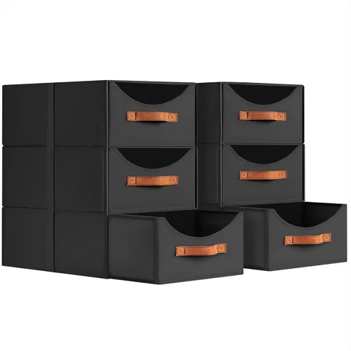 Miniatura 13 de Homsorout Cajones de almacenamiento apilables, contenedores de almacenamiento plegables con cajones, paquete de 8 cestas organizadoras de estantes