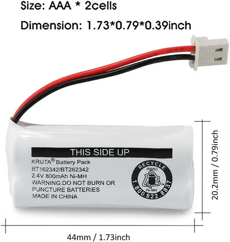 Miniatura 3 de Baterías para teléfono inalámbrico BT162342, BT262342 compatible con BT183342, BT283342, BT166342, BT266342, VTech CS6114, CS6419, CS6719 at&T