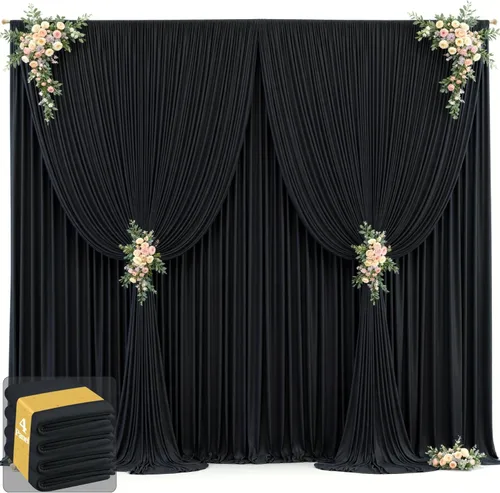 Miniatura 54 de 20 pies x 12 pies Cortinas de Telón de Fondo Azul Bebé Sin Arrugas para Bodas y Fiestas, Telón de Fondo de Tela Azul, Cortinas para Bodas