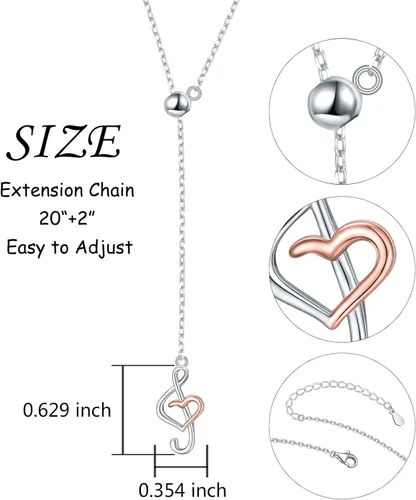 Miniatura 6 de (Dije para collar de nota musical) De plata de ley 925 para mujeres y niñas, 18.0 in