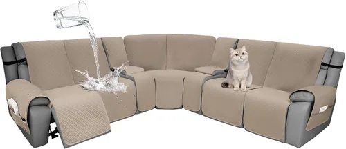 Miniatura 65 de Fundas de terciopelo 10% impermeables para sofá modular reclinable en forma de L, 1 pieza, fundas acolchadas para sofá reclinable esquinero, juego