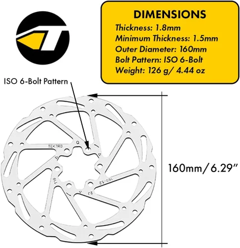Miniatura 5 de Rotor de Disco Tektro TR203-52 - 203mm 6-tornillos 1.8mm de espesor para 2-pistón