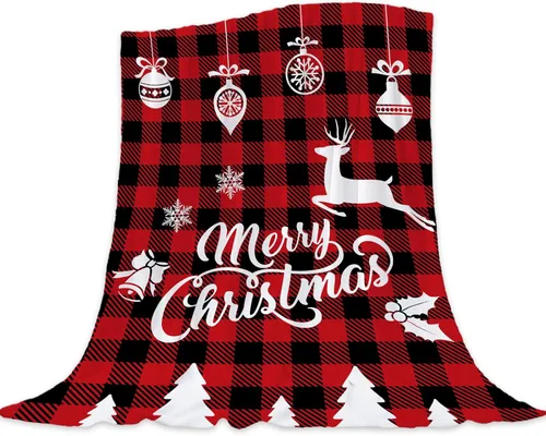 Miniatura 17 de Manta de Navidad para bebé, manta pequeña de Navidad a cuadros rojos, manta de Navidad para invierno, para mascotas, manta para envolver cuna