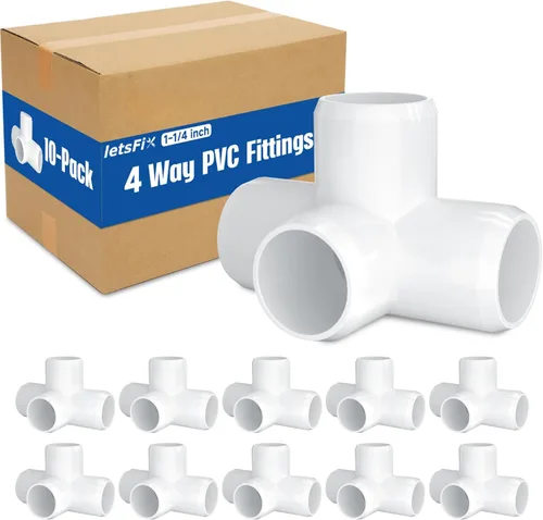 Miniatura 23 de Accesorios de PVC de 1-1/4 pulgadas, 5 vías (paquete de 4), conector de tubería de PVC de grado de muebles de 1-1/4 pulgadas, codo de PVC de 1-1/4