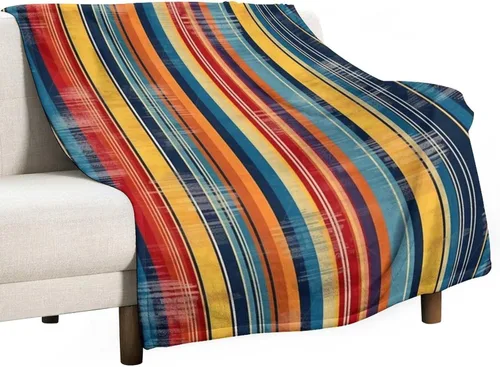 Miniatura 16 de Manta bohemia mexicana retro a rayas multicolor, manta bohemia étnica cálida de 30 x 40 pulgadas, suave manta de felpa mullida y acogedora manta