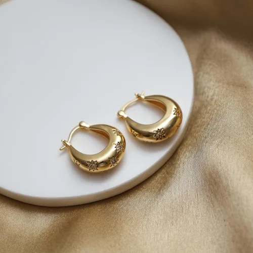 Miniatura 54 de Gempires - Aretes ligeros y gruesos, delicados y minimalistas, hipoalergénicos, chapados en oro, sin deslustre, diseño clásico, para uso diario