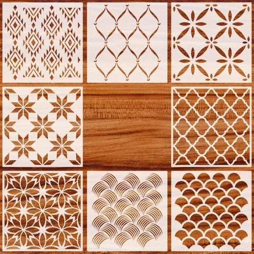 Miniatura 7 de Plantillas geométricas grandes de 12 pulgadas para manualidades, plantillas reutilizables de pintura de cara y pared para arte y decoración