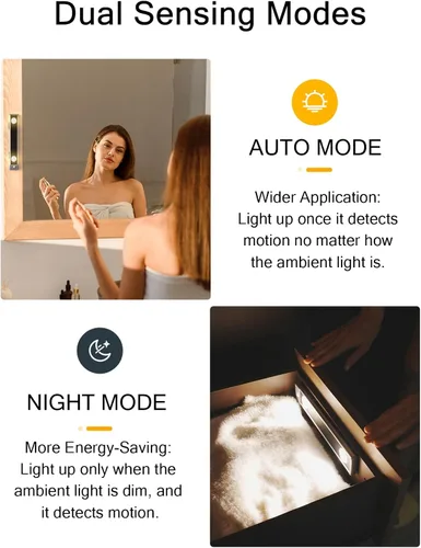 Miniatura 5 de YIGER Luces para debajo del gabinete, luz inalámbrica con sensor de movimiento para interiores, iluminación LED cálida de 10 pulgadas, funciona