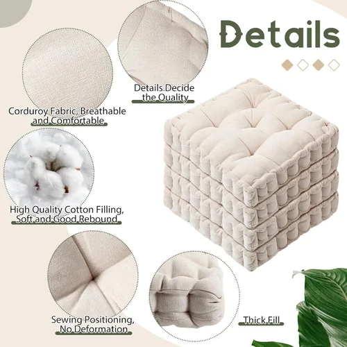 Miniatura 5 de Almohadas de suelo Jerify 22 x 22 Pulgadas redondas cuadradas grandes almohada de meditación para el suelo del aula para adultos meditación picnic