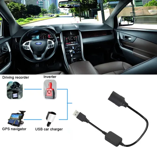 Miniatura 6 de USB A macho a 12 V encendedor de cigarrillos de coche hembra convertidor de cable USB adaptador de encendedor de cigarrillos para coche grabadora