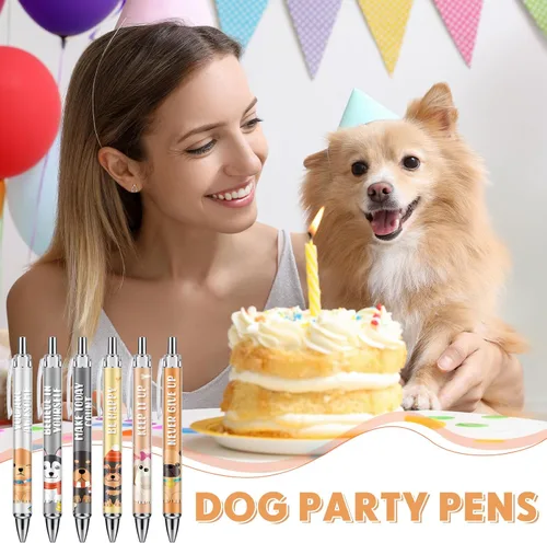 Miniatura 5 de Chuangdi 48 bolígrafos de perro lindos para escribir divertidos bolígrafos retráctiles Kawaii de tinta negra, punta fina, suave, regalo