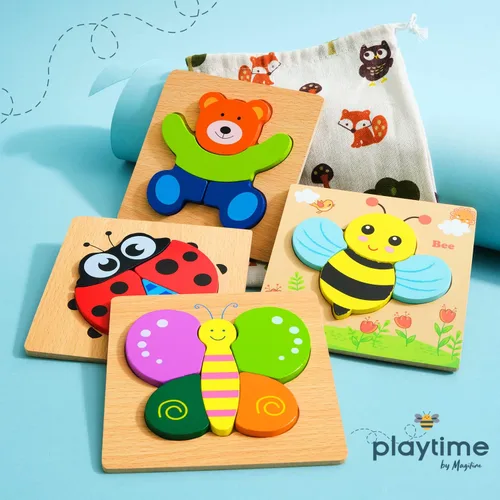 Miniatura 4 de Magifire Rompecabezas de madera, juego de 4 juguetes de rompecabezas para niños pequeños de 1 a 3 años, juguetes educativos para bebés con piezas