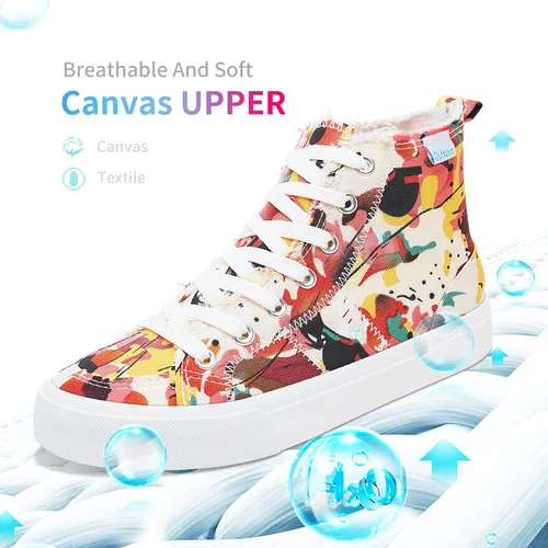 Miniatura 89 de Obtaom Zapatos de lona de alta calidad para mujer/hombre para jugar a media pantorrilla, zapatillas de deporte de moda casuales con cordones de alta