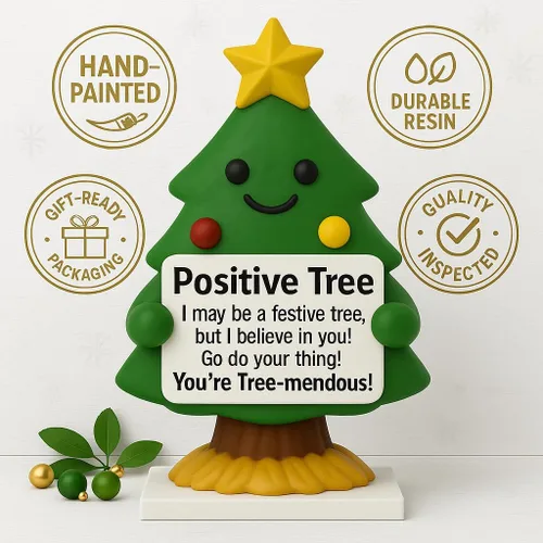 Miniatura 4 de iStatue Mini figura positiva de resina pintada a mano para árbol de Navidad, decoración de escritorio de 5 pulgadas, bonito regalo motivacional