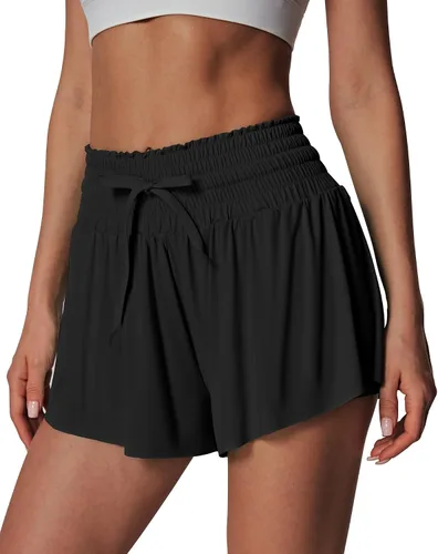 Pantalones cortos fluidos, pantalones cortos de mariposa para mujer, de cintura alta, ropa de preparación para golf, entrenamiento, pantalones