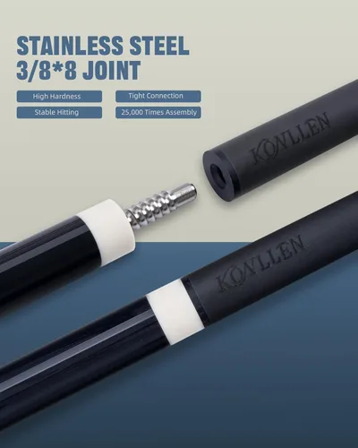 Miniatura 8 de KONLLEN 2.0 Carbon Fiber Pool Cue, Low Deflection Shaft with Pro Taper, Ebony Inlay Design, 12.5mm / 11.8mm Tip, Adjustable Weight System 001