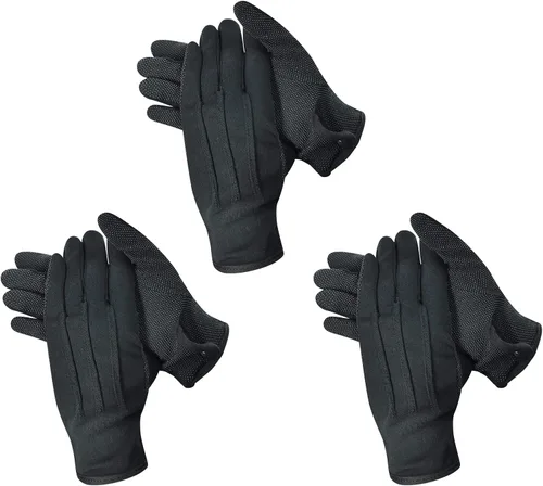 Beaded Parade Cotton Gloves, Women Men Gloves with Grip, Non-Slip Gloves,Costume Uniform Police Gloves with Snap Cuff