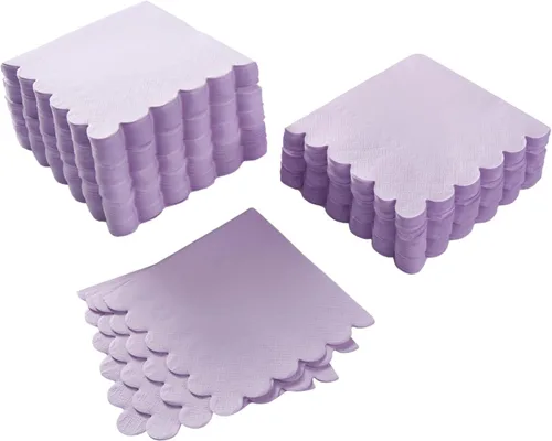 Miniatura 16 de 100 paquete de servilletas de cóctel de 2 capas con borde festoneado, servilletas de postre plegadas de 5 x 5 pulgadas, servilletas desechables