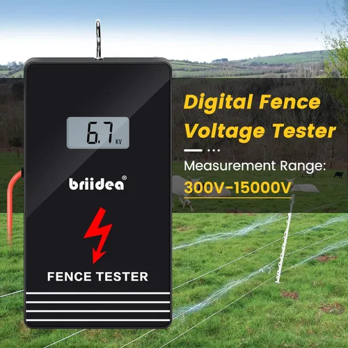 Miniatura 2 de briidea - Probador eléctrico de valla de 300 V-15000 V, con pantalla LCD grande y recordatorio de batería baja, diseñado para tu solucionador