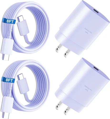Miniatura 16 de Cargador súper rápido tipo C, bloque de cargador de pared rápido USB C de 25 W y cable de carga rápida súper largo de 8 pies para Samsung Galaxy