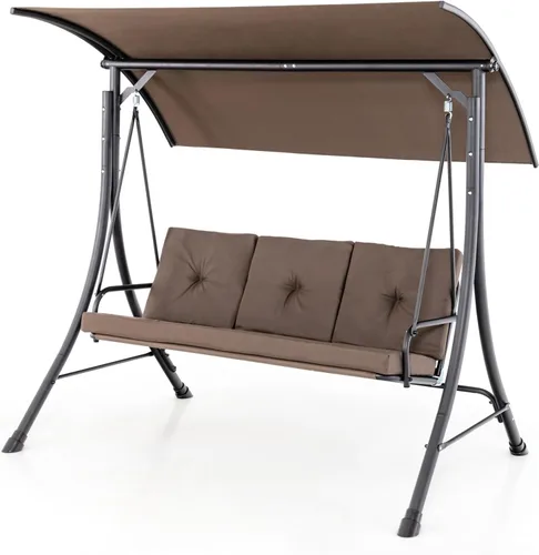 Miniatura 12 de Tangkula Columpio de porche para 2 personas, columpio al aire libre con cojines extraíbles, estructura de metal sólido, columpio de patio con toldo