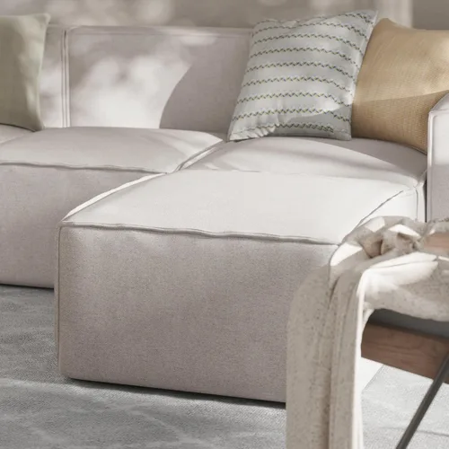 Miniatura 6 de Flash Furniture Bridgetown - Módulo otomano de tela para sofá seccional, sofá modular personalizable, otomano, color crema