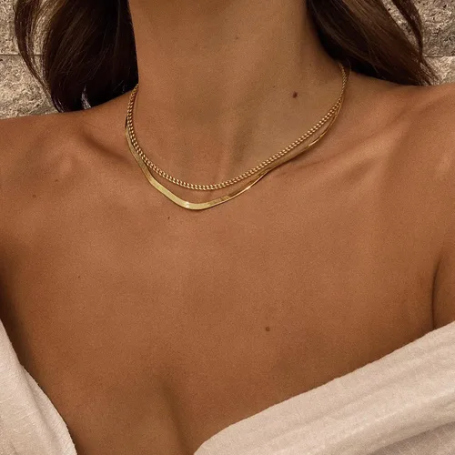 Miniatura 3 de Collar de espiga para mujer, delicado collar de oro, serpiente chapada en oro de 14 quilates, gargantilla de cadena de oro, collares simples