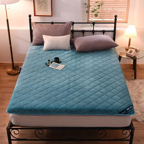 KKCD Colchón de futón japonés de felpa con leche, colchón plegable para dormir, tapete de tatami japonés, suave y portátil, acolchado, azul, 35 x 74